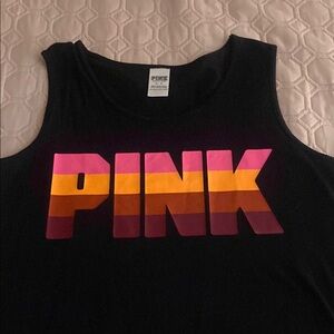 PINK Victoria's Secret Black and Orange Sleeveless Tank